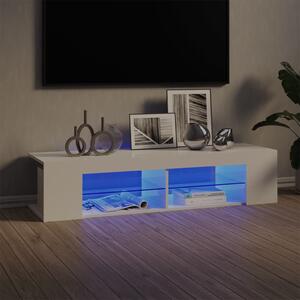 TV-bänk med LED-belysning vit högglans 135x39x30 cm