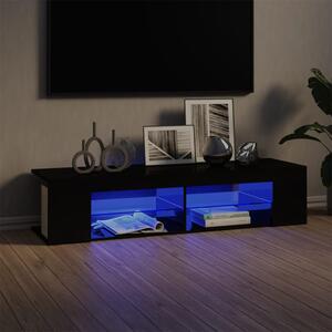 TV-bänk med LED-belysning svart högglans 135x39x30 cm