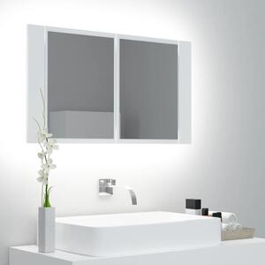 Spegelskåp med LED vit 80x12x45 cm