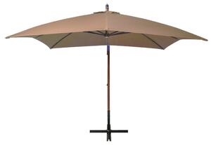 Hängande parasoll med stång taupe 3x3 m massivt granträ