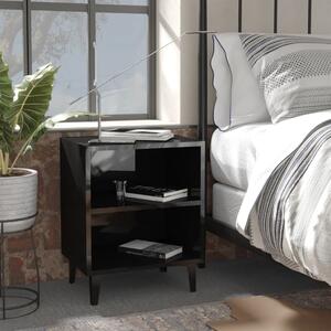 Sängbord med metallben svart högglans 40x30x50 cm