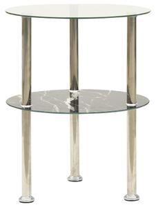 322789 2-Tier Side Table Transparent & Black 38 cm Tempered Glass