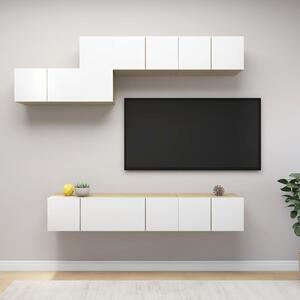 TV-skåp 7 delar vit och sonoma-ek konstruerat trä