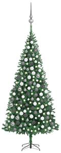 Plastgran med LED och julgranskulor 300 cm grön