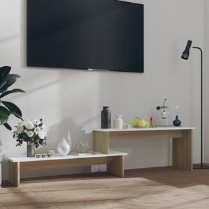 TV-bänk vit och sonoma ek 180x30x43 cm konstruerat trä