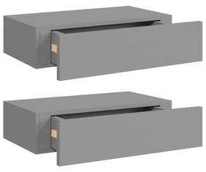 Väggmonterade lådor grå 2 st 40x23,5x10 cm MDF