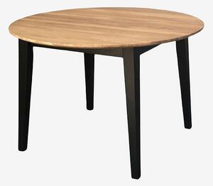 Wood Furniture - Matbord Eka Black Base , 115-155-195cm runt, dubbel utdragbar, ek, svarta ben - Svart - Matbord - Från Homeroom