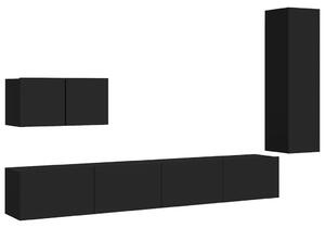 TV-skåp 4 delar svart spånskiva