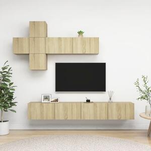 TV-skåp 7 delar sonoma-ek konstruerat trä
