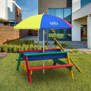 AXI Barnbord med sand och vattenlek Nick med parasoll regnbåge