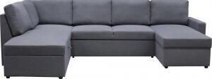 Dream bäddsoffa med förvaringar vändbar U-soffa i mörkgrått tyg + Fläckborttagare för möbler