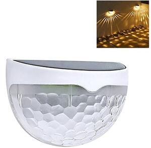 Solcells-lykta, Solcellslampa, rund design, varmvitt ljuss, skymningssensor, 6st LED
