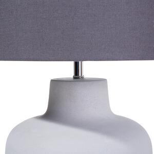 Bordslampa i Vitt med Grå Cylindrisk Lampskärm Beliani