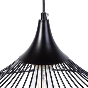 Hängande Lampa Svart Öppen Skärm Metall Industriell Design Beliani