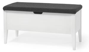 Klinte bänk 90 cm Vit - Ulltyg mörkgrå