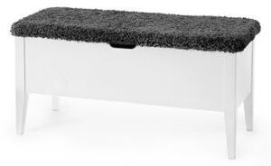 Klinte bänk 90 cm Vit - Fårskinnsimitation grå