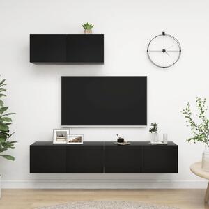 TV-skåp 3 delar svart konstruerat trä