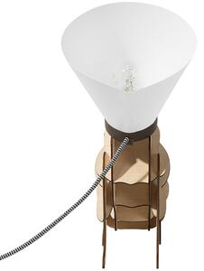 Bordslampa i Vitt Plast Rund Lampskärm Dekorativ Lampa Beliani