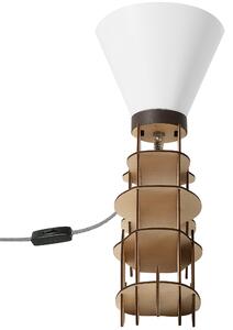 Bordslampa i Vitt Plast Rund Lampskärm Dekorativ Lampa Beliani