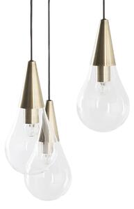 Hängande Lampa Mässing Transparent Glas Guld Metallelement 3 Lampor Modern Beliani