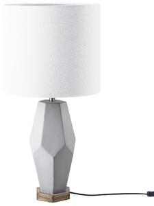Bordslampa i Grått/Vitt Lampskärm i Lin Geometrisk Skandinavisk Beliani