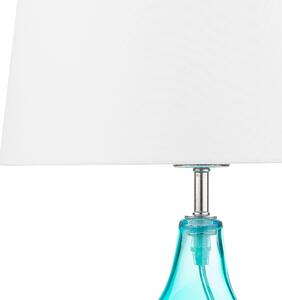 Bordslampa i Vitt/Ljusblått Glas Rund Modern Beliani