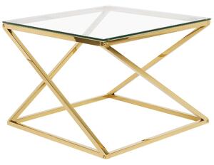 Soffbord Guld Stålram Glas Fyrkantig Skiva Geometrisk Glam Design Beliani