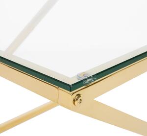 Soffbord Guld Stålram Glas Fyrkantig Skiva Geometrisk Glam Design Beliani