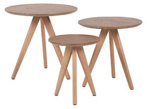Bo med 3 bord Ljust trä Stativfot Skandinavisk stil Beliani