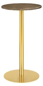 Gubi - Gubi 1.0 Bar Table, Round, Ø60, Brass Base, Marble Top - Marrone Emperador - Barbord - Brun - Metall/Sten