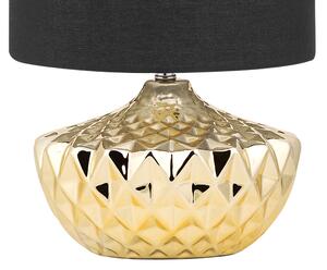 Dekorativ Bordslampa Svart Lampskärm med Guld Lampfot Beliani