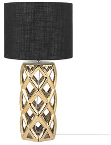 Dekorativ Bordslampa Svart Lampskärm med Guld Lampfot Beliani
