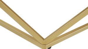 Soffbord Svart Bordsskiva Guld Metallbas Tillverkat Trä Marmor Finish Glamorös Design Beliani