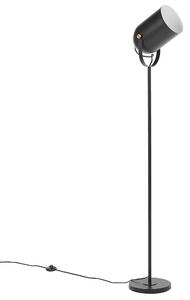 Svart Metall Golvlampa 156 cm Justerbar Lampskärm Industriell Stil för Sovrum Vardagsrum Beliani