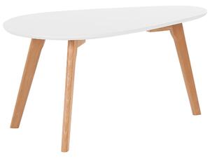 Soffbord 2 st Vit Ljust trä Minimalistisk Skandinavisk Oval Satsbord Beliani