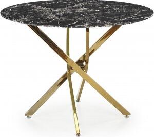 Raymond matbord Ø100 cm - Svart marmor/guld