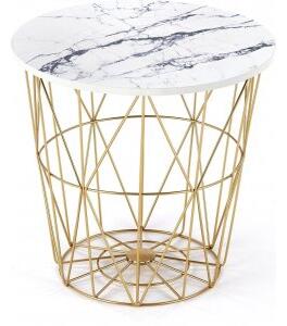 Harissa soffbord Ø42 cm - Guld/vit marmor - Marmorsoffbord, Marmorbord, Bord