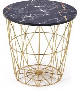 Harissa soffbord Ø42 cm - Guld/svart marmor - Marmorsoffbord, Marmorbord, Bord