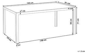 Matbord för trädgården Beige skiva i härdat glas Vit aluminiumram 160 x 90 cm Modern utomhusdesign Beliani