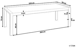 Matbord Vit med Svarta Ben Pulverlackerad 8-sits 220 x 90 x 76 cm Modern Design Beliani