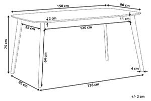 Matbord Mörk Trä 150 x 90 cm Träben Rektangulär Minimalistisk Skandinavisk Kök Beliani