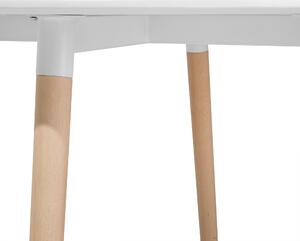 Matbord Vit Bokträ 90 cm Rund Kök Vardagsrum Minimalistisk Beliani
