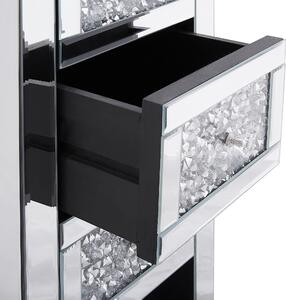 Sängbord Silver Speglat glas med 3 lådor 60 x 30 x 30 cm Modern Glam Design Vardagsrum Sovrum Beliani