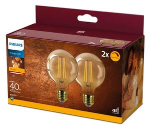 KIT 2x LED Ljusreglerad glödlampa VINTAGE Philips G80 E27/4,7W/230V 2200K