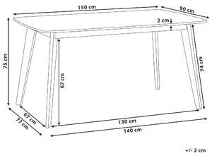 Matbord Vit Träben 150 x 90 cm Rektangulär Skandinavisk Stil Beliani