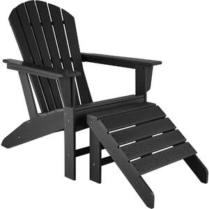 Tectake 403802 trädgårdsstol med fotstöd i adirondack-design - svart