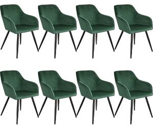Tectake 404029 8x stol marilyn sammetsoptik - mörkgrön/svart