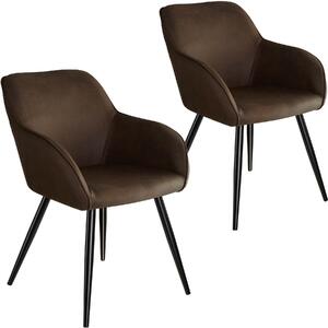 Tectake 404070 2x stol marilyn tyg - mörkbrun/svart