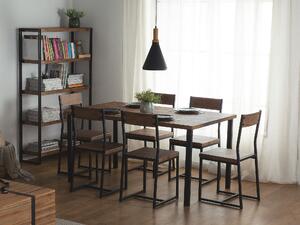 Matgrupp med 6 Stolar och bord Mörkt trä Metallben Industriell Kök Beliani