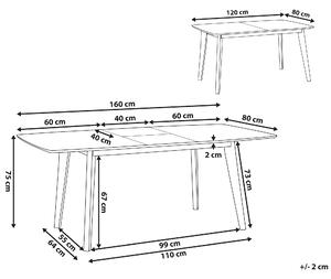 Matbord Vit Träben 120 - 160 x 80 cm Rektangulär Skandinavisk Stil Beliani